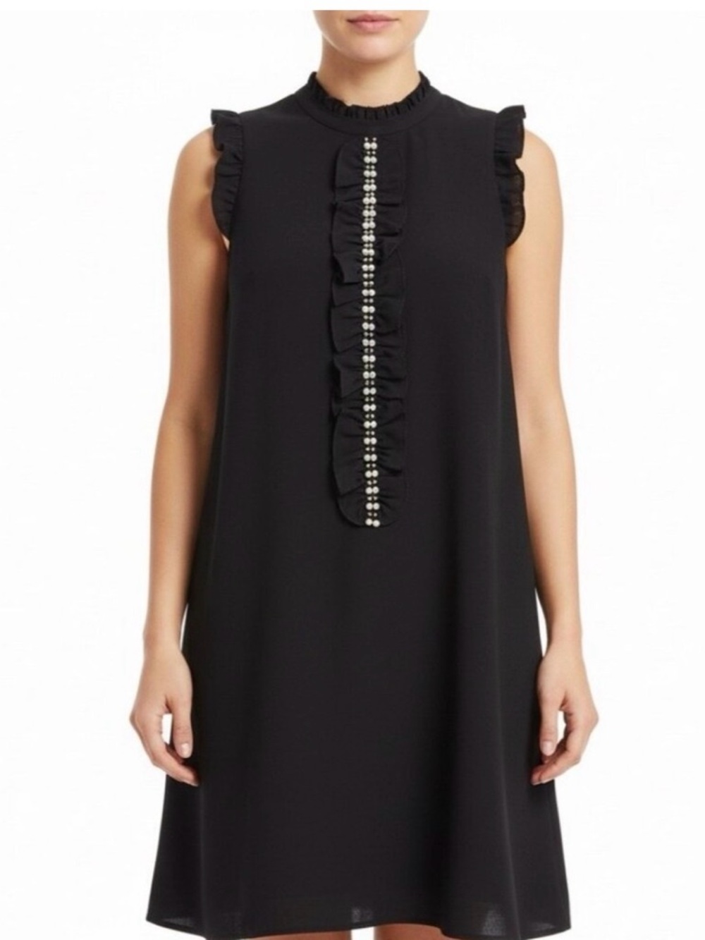 Lilly Pulitzer Black Ruffle Pearl-Front Girls Dress